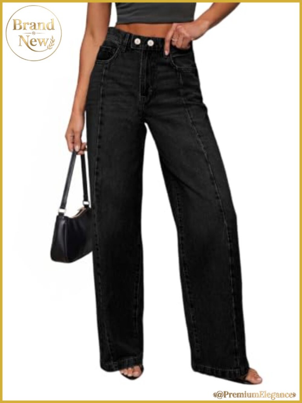 Women's High Waisted Wide Leg Baggy Denim Jeans Stretchy Cotton Blend